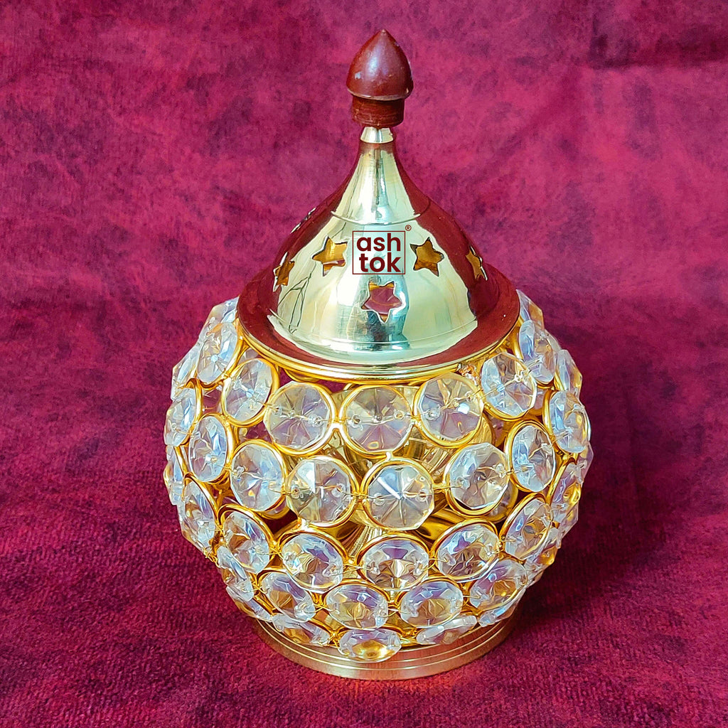 Crystal diya, brass diya, Akhand Diya, Diwali Diya, Deepam, Tea Light Holder (Set of 10)