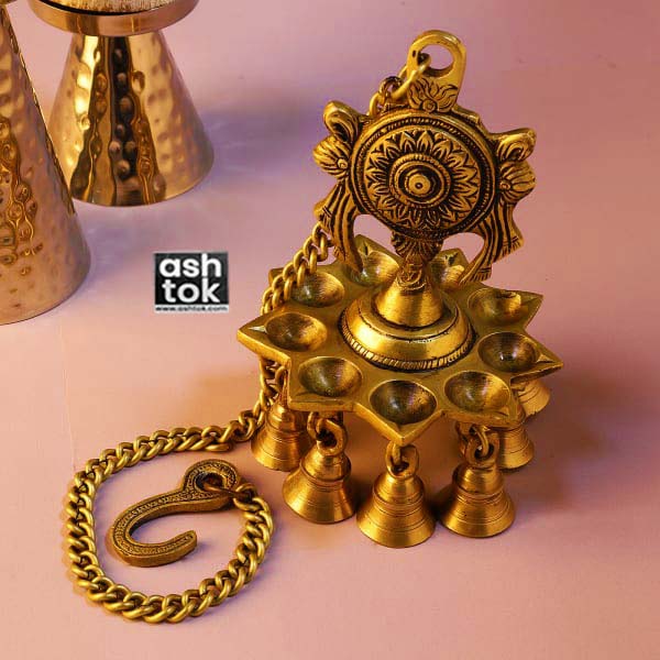 Brass Hanging Diya, Brass Diya, Decorative Oil Lamp