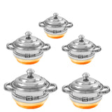 Stainless Steel Copper Bottom Serving Dish Set of 5, Copper Bottom Steel Bowls with Lid