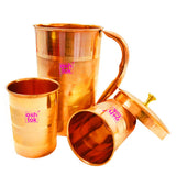 Premium copper jug and glass gift set, stylish drinkware for healthy living, weddings and housewarming gifts