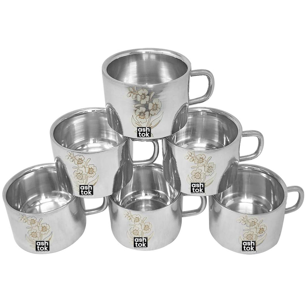 Tea Cups, Steel Tea Cups, Steel Pyali, Chai Pyali Set Of 6