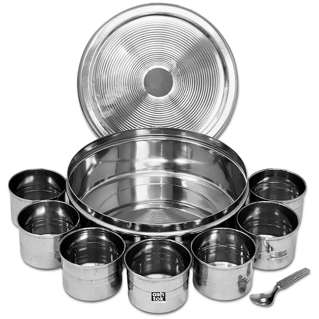 Stainless Steel, Set of 7 Containers Masala Dabba/Spice Container with  Stand