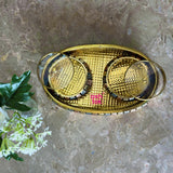 Traditional Indian brass and copper gift set with tray and two bowls, perfect for festive and corporate gifting.